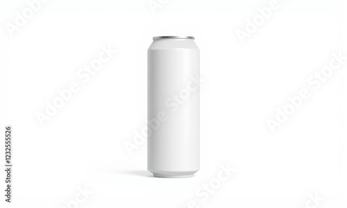 tall, blank beverage can on white background, perfect for mockups and designs. Ideal for showcasing branding or product labels