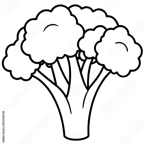 One-Line Broccolini Clean Vector Art Design