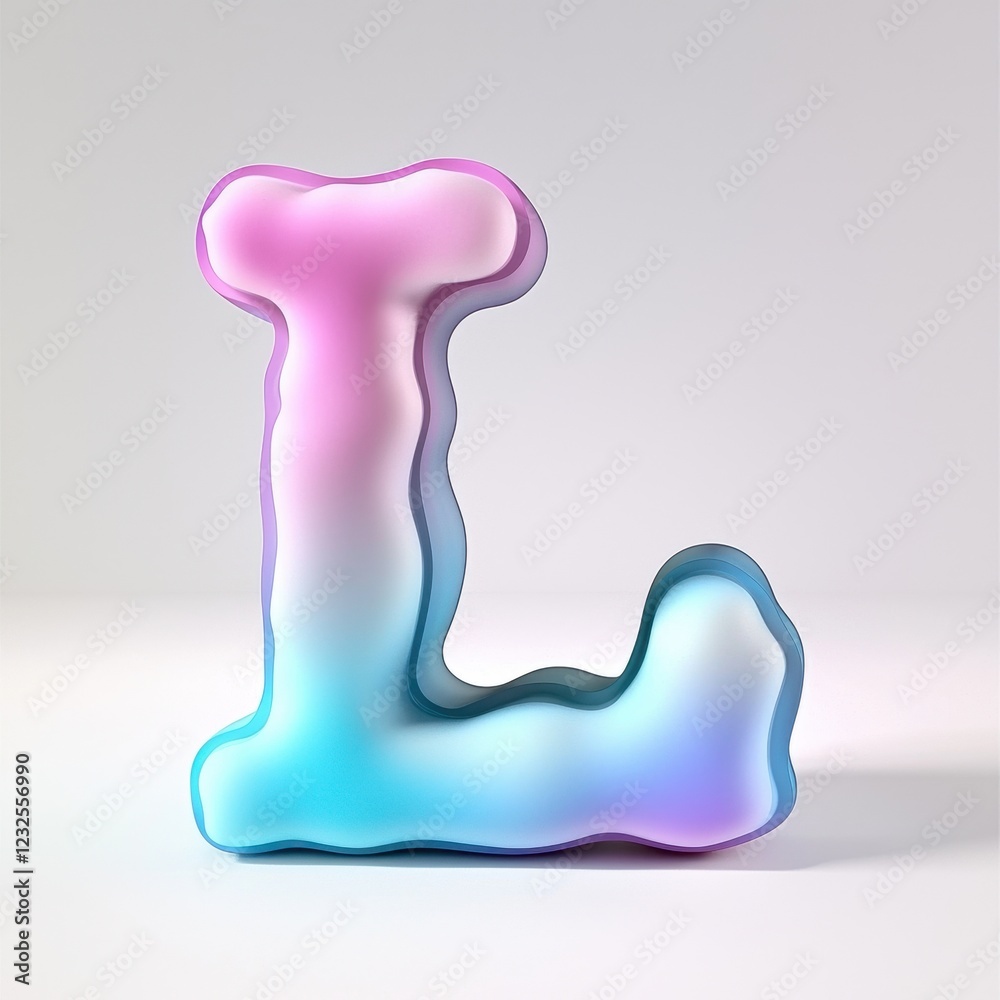 Pastel Pink and Blue Gradient Letter L 3D Rendered Alphabet Character Pastel Pink and Blue Gradient Letter L 3D Rendered Alphabet Character