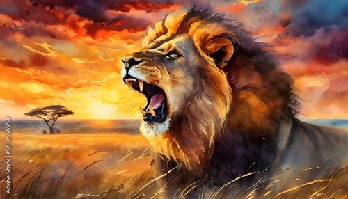 African Lion's Powerful Roar in the Wild