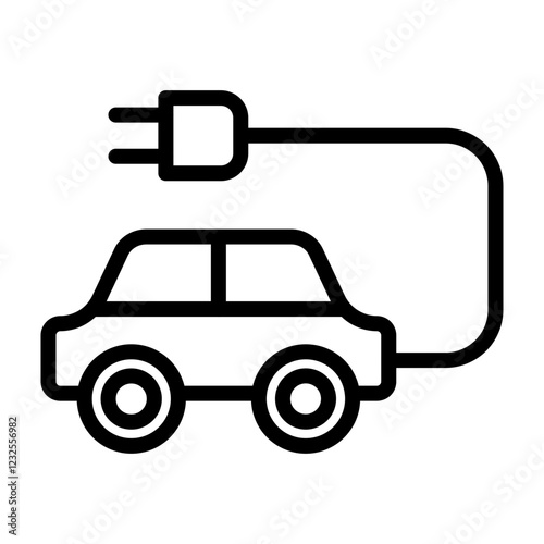 Electric Car Vector Line Icon Design