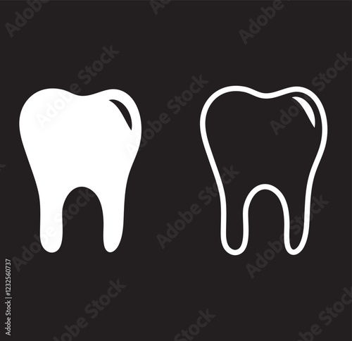 Print  Tooth vector icon, tooth silhouette vector, Black tooth shape symbol . 1176