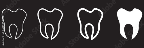Print  Tooth vector icon set. dentist illustration sign collection. 1176