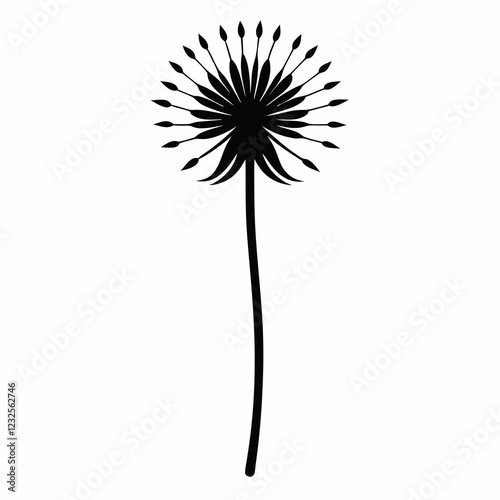 Salsify Plant Silhouette Clean Vector Art
