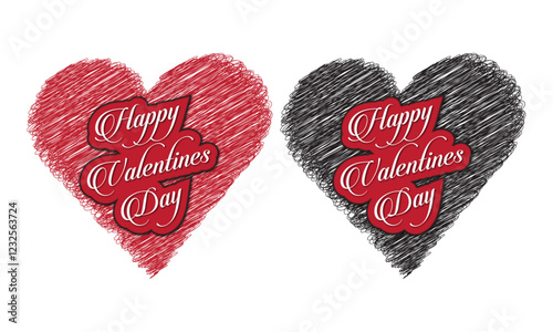 Valentines-day heart shape clip art design for t-shirt, card, mug,  etc vector illustration