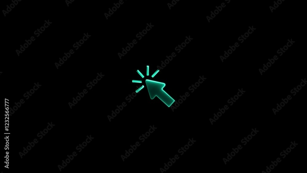 Glowing neon Mouse cursor click animation.Pointer symbol. Clicking cursor icon. Glowing neon Mouse cursor click animation.Pointer symbol. Clicking cursor icon.