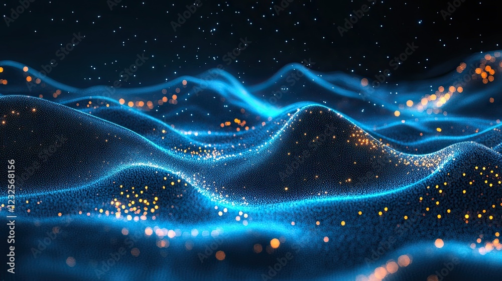 Futuristic digital landscape with glowing blue data streams and advanced tech elements, representing a global network or digital communication infrastructure in a high-tech setting Futuristic digital landscape with glowing blue data streams and advanced tech elements, representing a global network or digital communication infrastructure in a high-tech setting