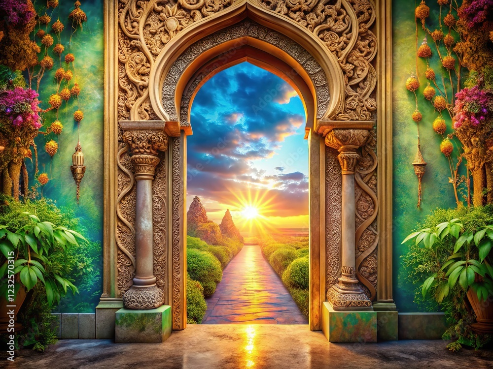 Fototapeta premium AI photography: Doors to paradise, religious and philosophical visions.