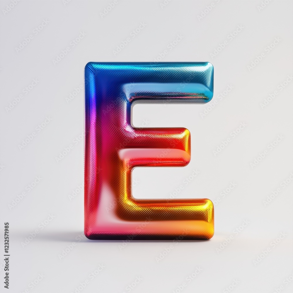 Vibrant Rainbow Gradient Letter E 3D Render Colorful Alphabet Design Element Vibrant Rainbow Gradient Letter E 3D Render Colorful Alphabet Design Element