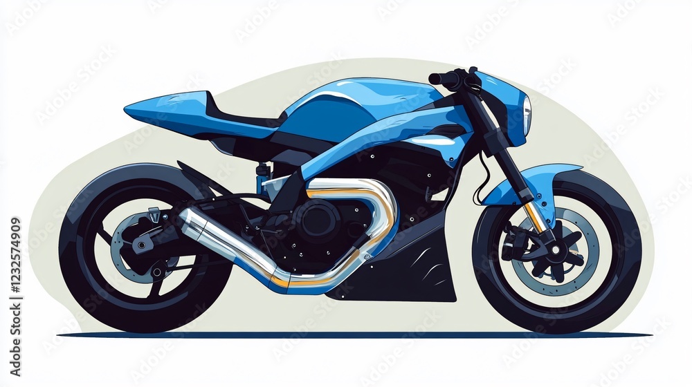 Blue Racer Motorcycle Flat Vector Illustration for Professional Visual Designs Blue Racer Motorcycle Flat Vector Illustration for Professional Visual Designs