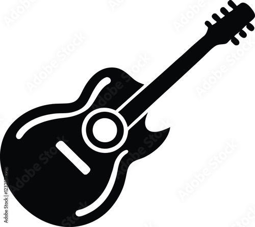 Guitar icon  silhouette, electric Guitar flat vector illustration