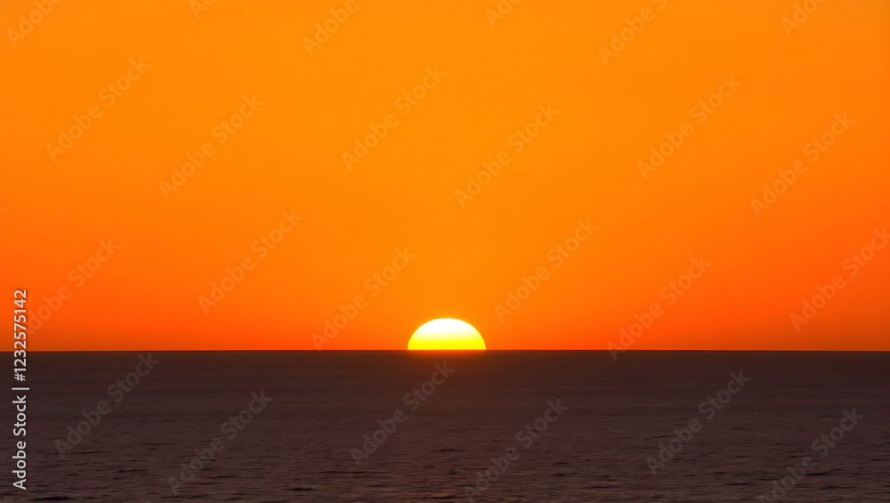 Beautiful sunset over the ocean with colorful sky and reflections on the water