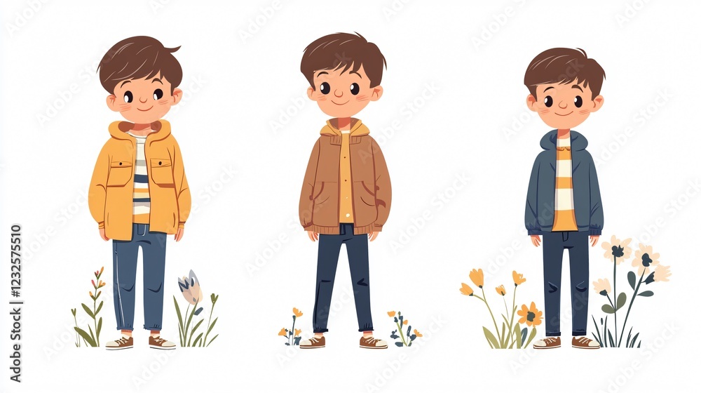 Spring Fashion Boy Flat Vector Illustration for Adobe Stock Photos Spring Fashion Boy Flat Vector Illustration for Adobe Stock Photos