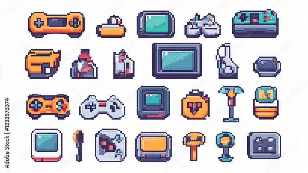 Pixelated Style Icons Bundle: 8-Bit Graphics Collection for Design Projects Pixelated Style Icons Bundle: 8-Bit Graphics Collection for Design Projects