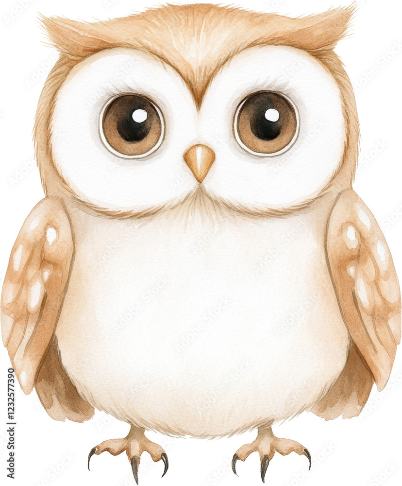 Obraz premium Adorable Watercolor Owl Illustration Perfect for Children s Books and Cute Designs