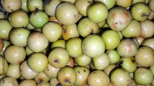 Fresh sweet jujube falling slowmotion close-up view