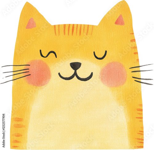 Adorable Happy Yellow Cat Illustration Perfect for Children s Book Cute Pet Design