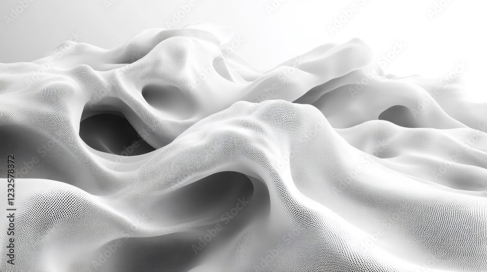 Obraz premium White Organic Pattern with Abstract 3D Waves. Generative AI