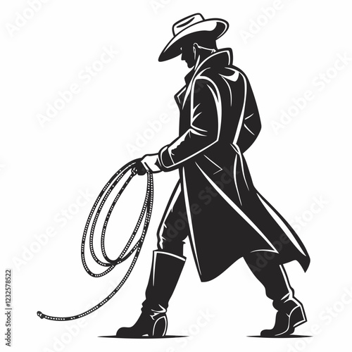 cow boy vector silhouette black design white background