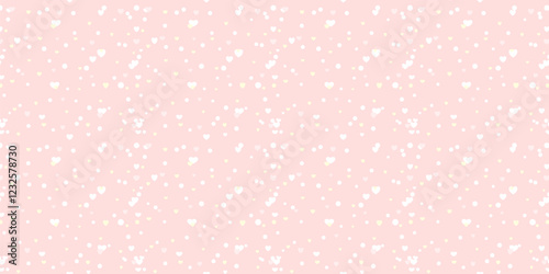 White Heart Seamless Pattern on pink Background. Love romantic theme. Pattern hearts with Love for Valentine's Day. Valentines day background. Vector abstract texture with small hearts
