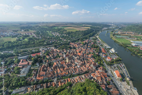 Das Maintal bei Marktbreit in Unterfranken aus der Vogelperspektive photo