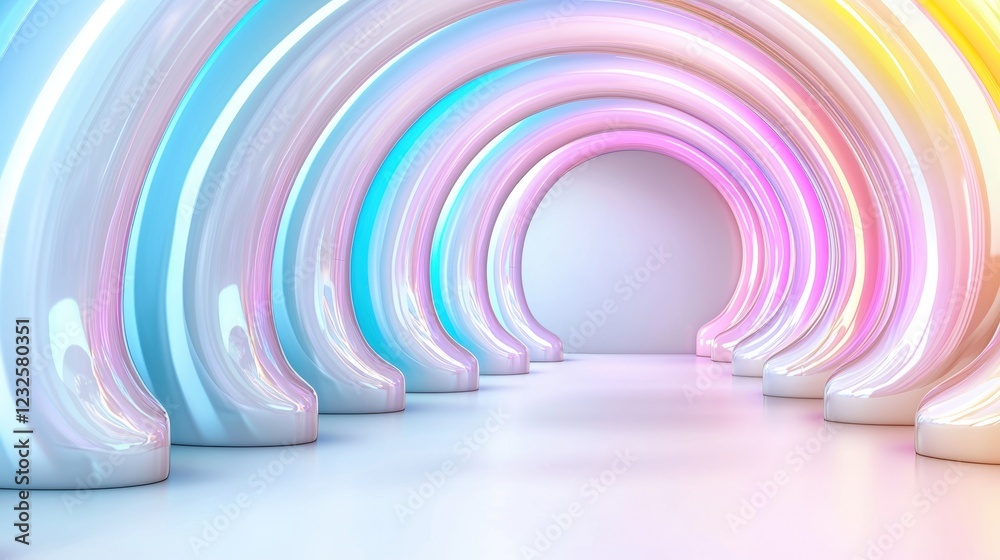 Obraz premium Colorful abstract archway with soft lighting.