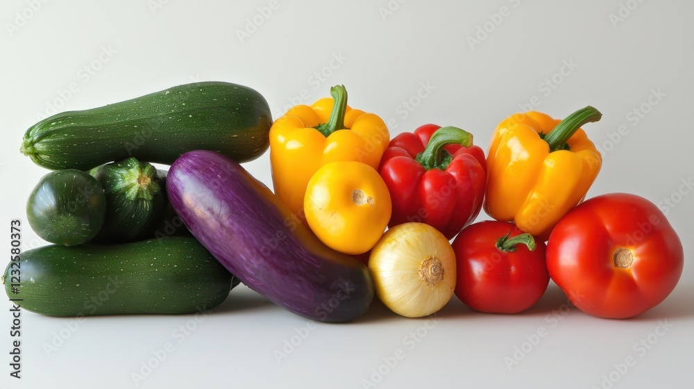 Fresh Colorful Vegetables Displayed on Neutral Background Fresh Colorful Vegetables Displayed on Neutral Background