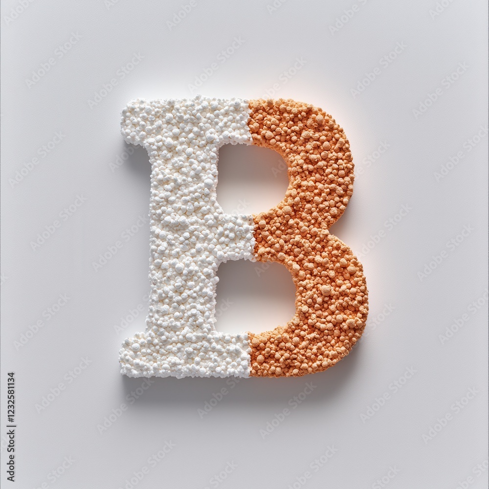 Half White Half Orange Textured Letter B Alphabet Design Element Half White Half Orange Textured Letter B Alphabet Design Element