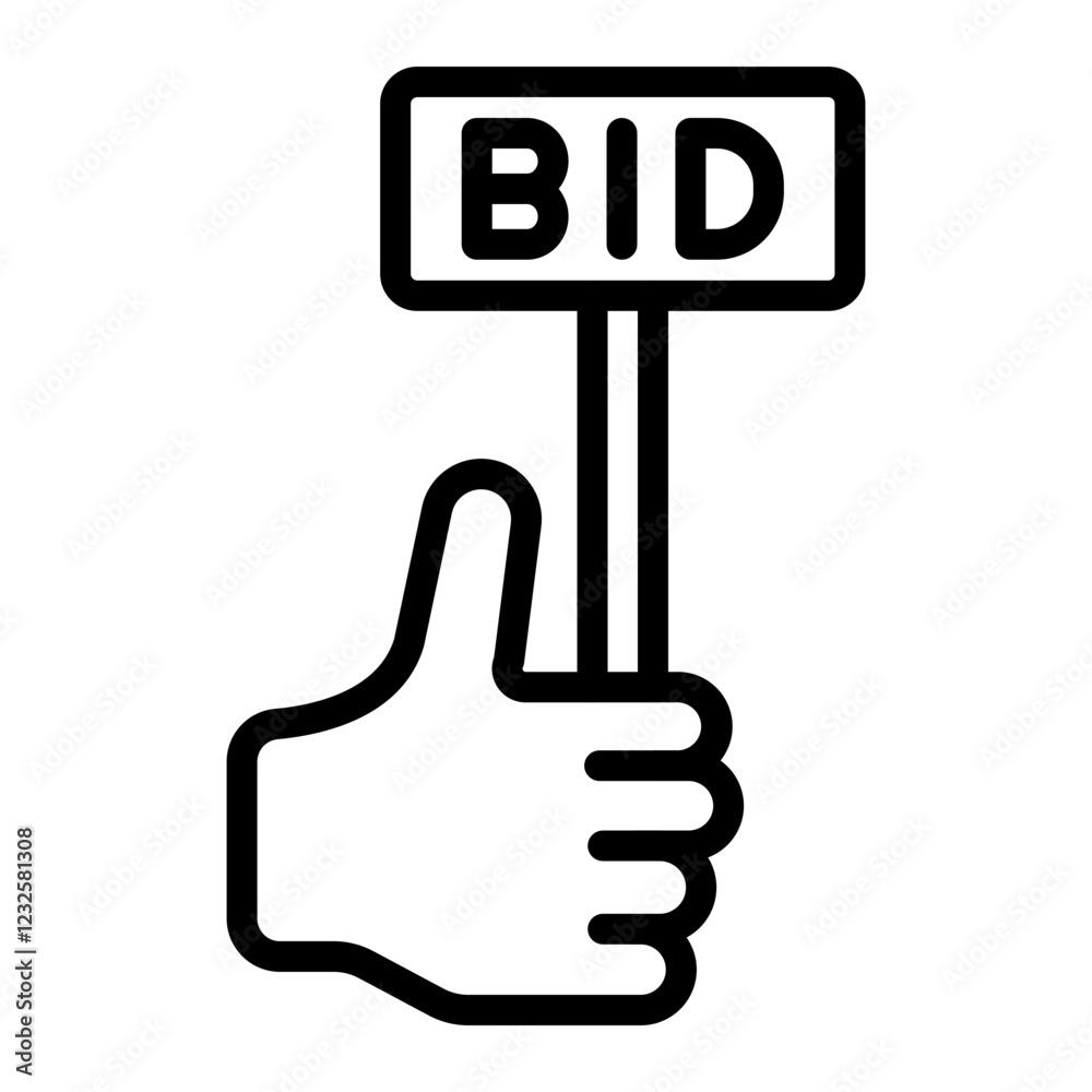 Bid Vector Line Icon Design