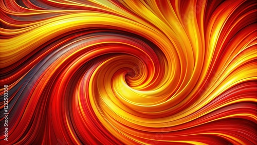 Dynamic, swirling abstract panorama in red and yellow.