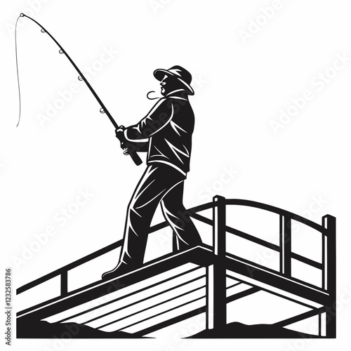 fisher vector silhouette black design white background