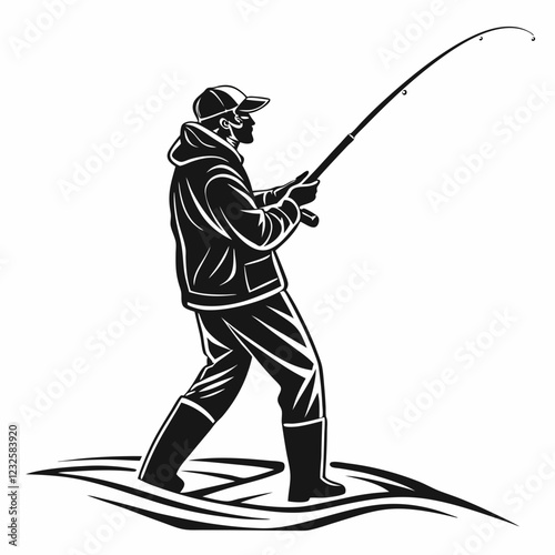 fisher vector silhouette black design white background
