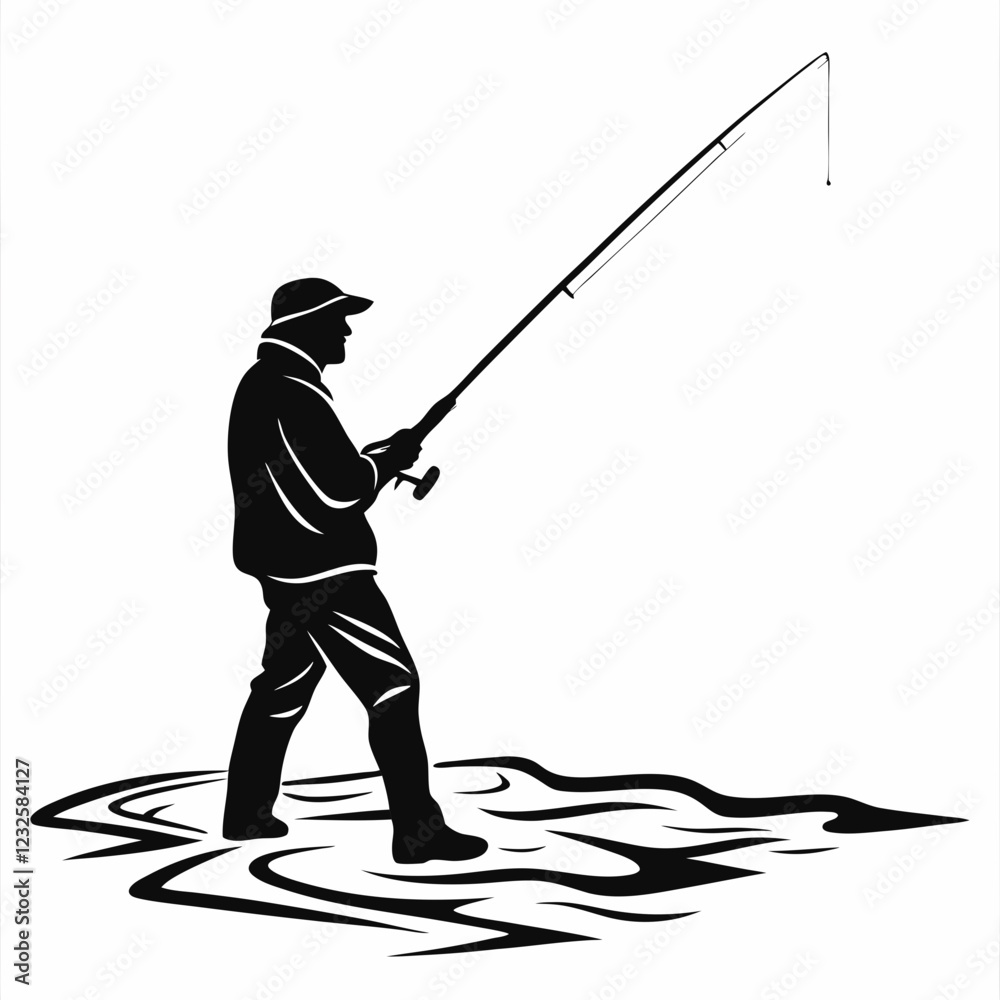fisher vector silhouette black design white background fisher vector silhouette black design white background