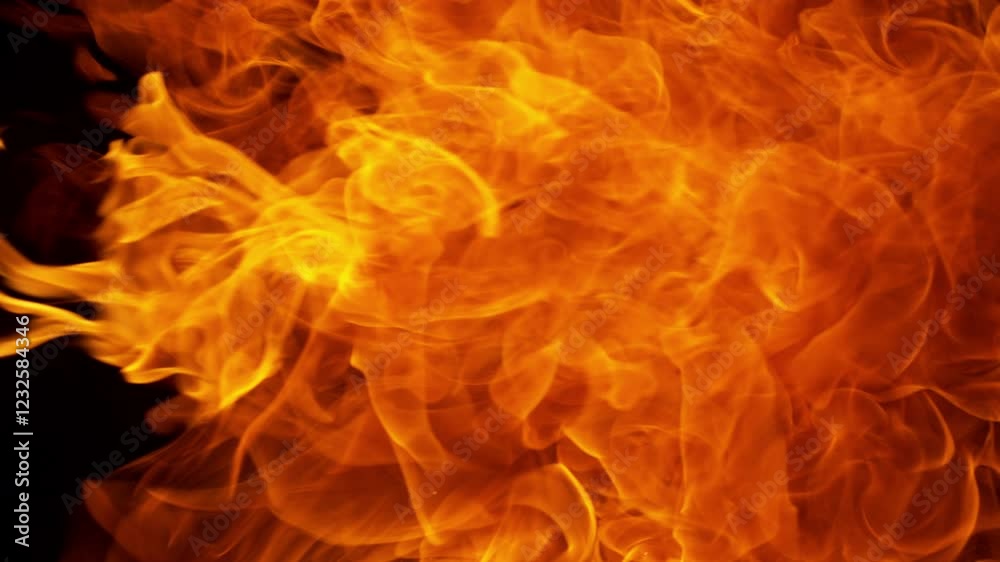Super Slow Motion of Fire Blast Isolated on Black Background at 1000fps.