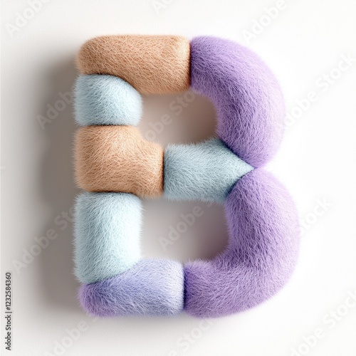 Fluffy Pastel Letter B Soft Furry Alphabet for Kids Design and Crafts