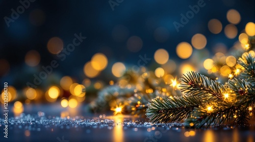 Lively Christmas lights radiating against a dark background
