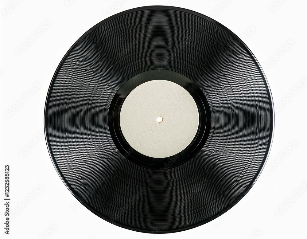 Obraz premium Top view of Vinyl record with bank label isolated Generated image