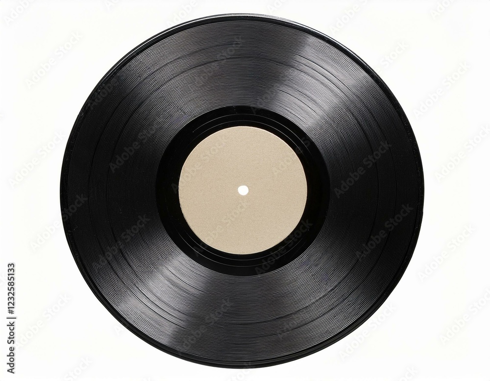 Obraz premium Top view of Vinyl record with bank label isolated Generated image