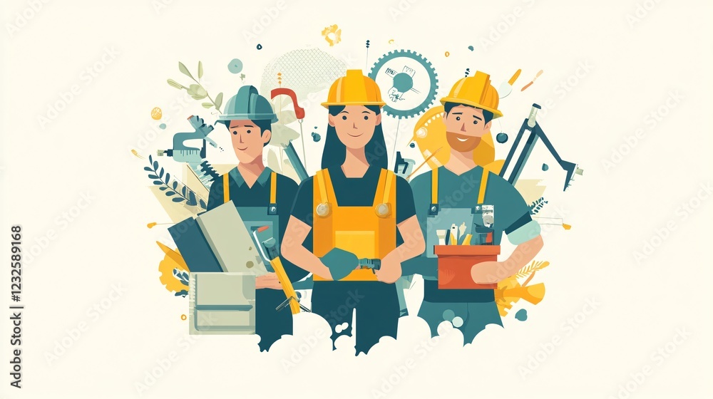 Obraz premium Celebrate Labor Day with Festive Poster Icon - Vector Illustration for Prints and Social Media Campaigns