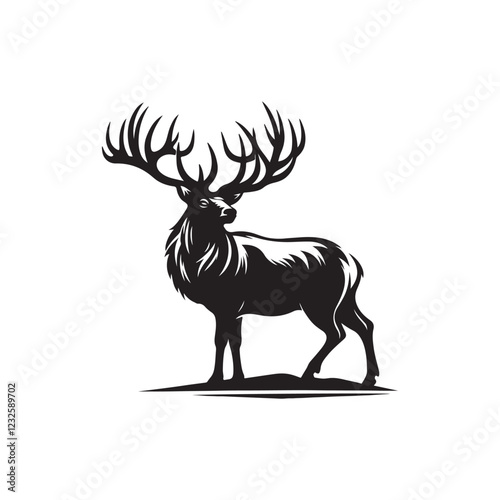 majestic elk silhouette vector logo design