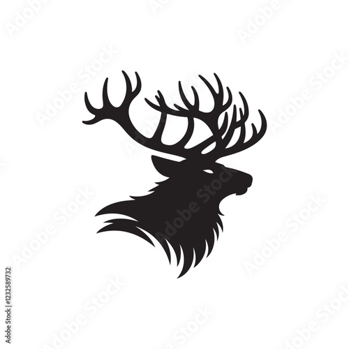 majestic elk silhouette vector logo design
