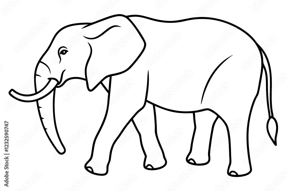 Sleek Elephant Outline Vector Illustration Sleek Elephant Outline Vector Illustration