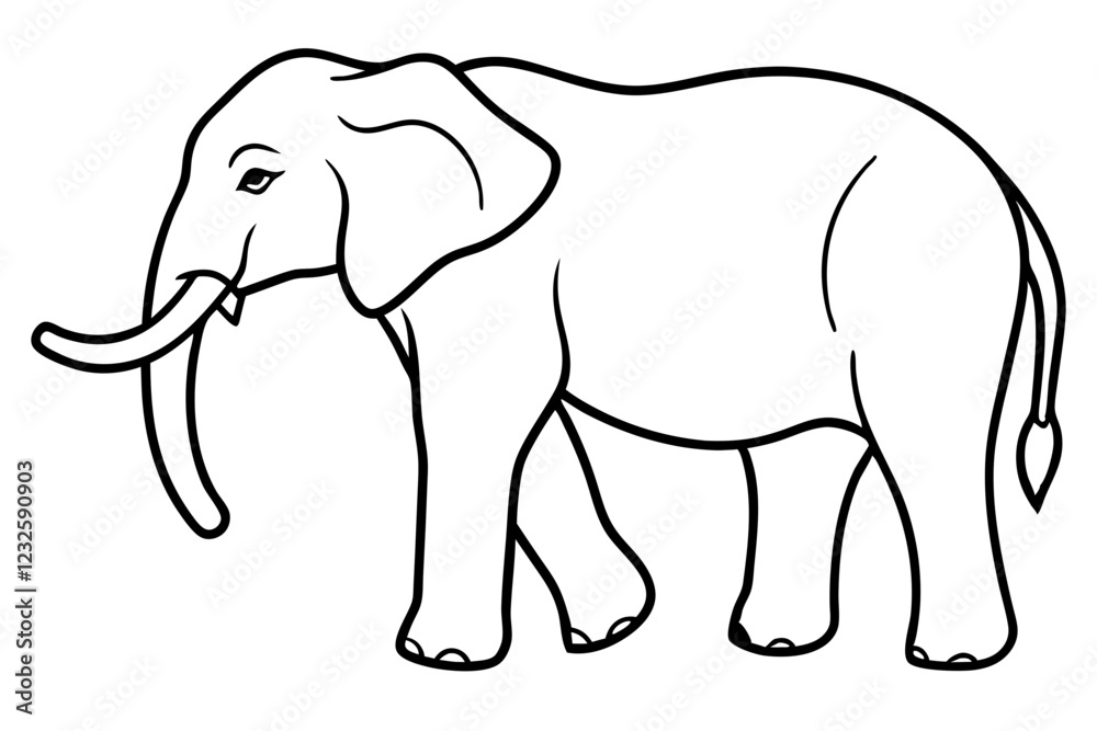 Sleek Elephant Outline Vector Illustration Sleek Elephant Outline Vector Illustration