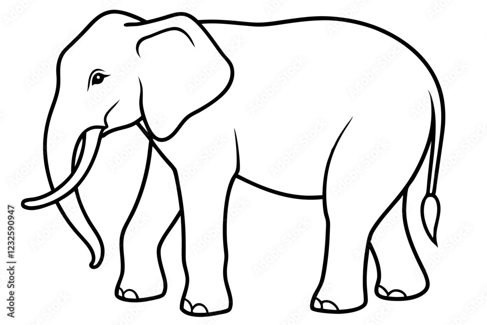 Sleek Elephant Outline Vector Illustration Sleek Elephant Outline Vector Illustration