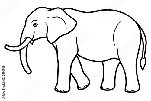 Sleek Elephant Outline Vector Illustration