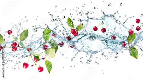 Cherry water splash isolated on a white background. photo