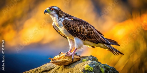 Rule of thirds composition captures an osprey's fierce hunt:  a powerful raptor seizing fish from the water.