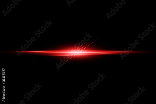 Red lens flare light on black background 