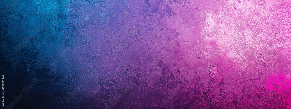 Obraz premium A colorful gradient background transitioning from purple to blue, pink, and yellow, with a subtle yet noticeable grainy texture that enhances the edges of each color block. The gradient creates 