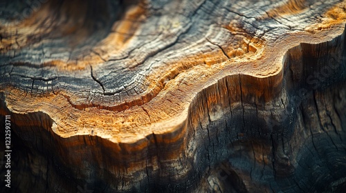 Wallpaper Mural Warm light illuminates richly textured aged wood cross section. AI Generated Torontodigital.ca